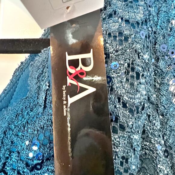 Betsy & Adam V-Neck Lace-Bodice Gown Dress Lined Peacock Size 12 Petite  NWT - Picture 6 of 10